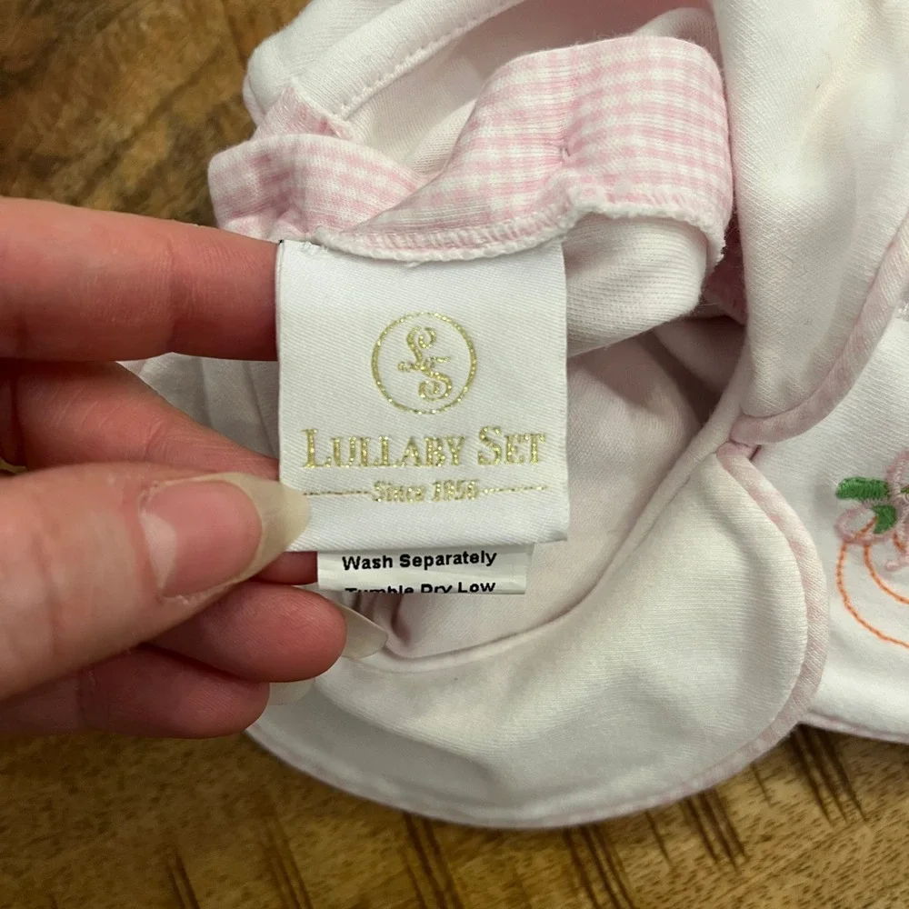 Lullaby Set Bubble‎ Romper Baby Girl 6M Pink Gingham Pumpkin Embroidered Collar